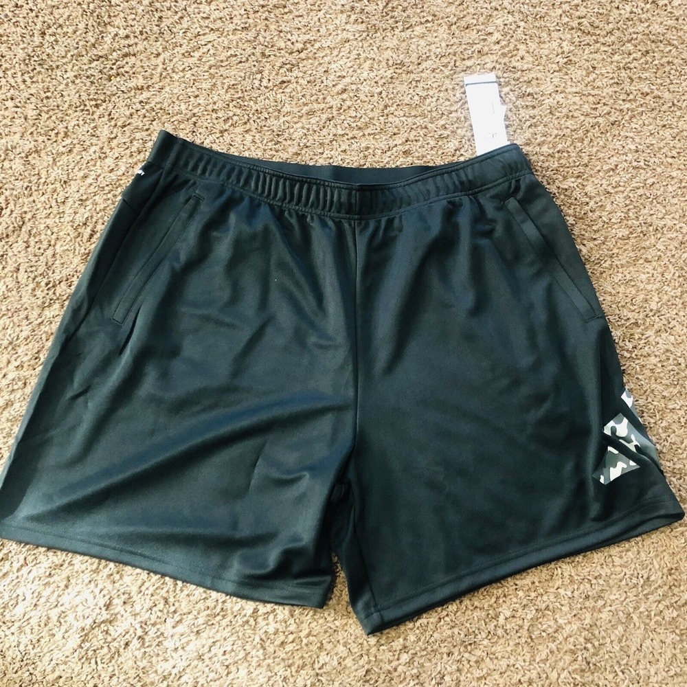 Adidas Mens 2XL Black Aeroready Camo Logo Athletic Training Shorts 7 Inch Inseam